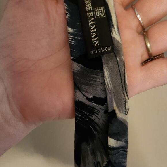 Tie black & grey 100% silk Pierre Balmann like watercolor beautiful wedding to c - Picture 5 of 9